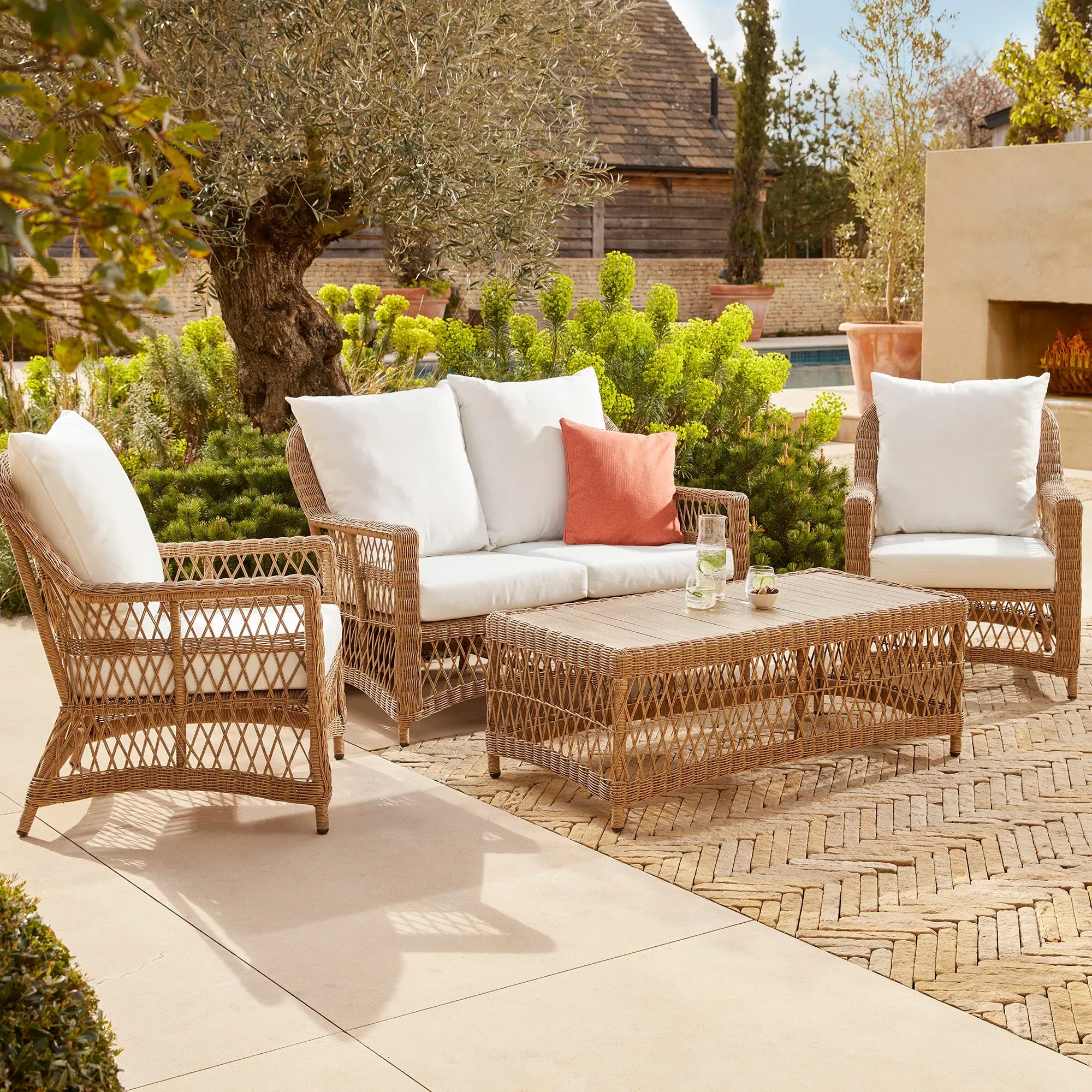 4-Seater Lounge Set - Natural, PE Rattan