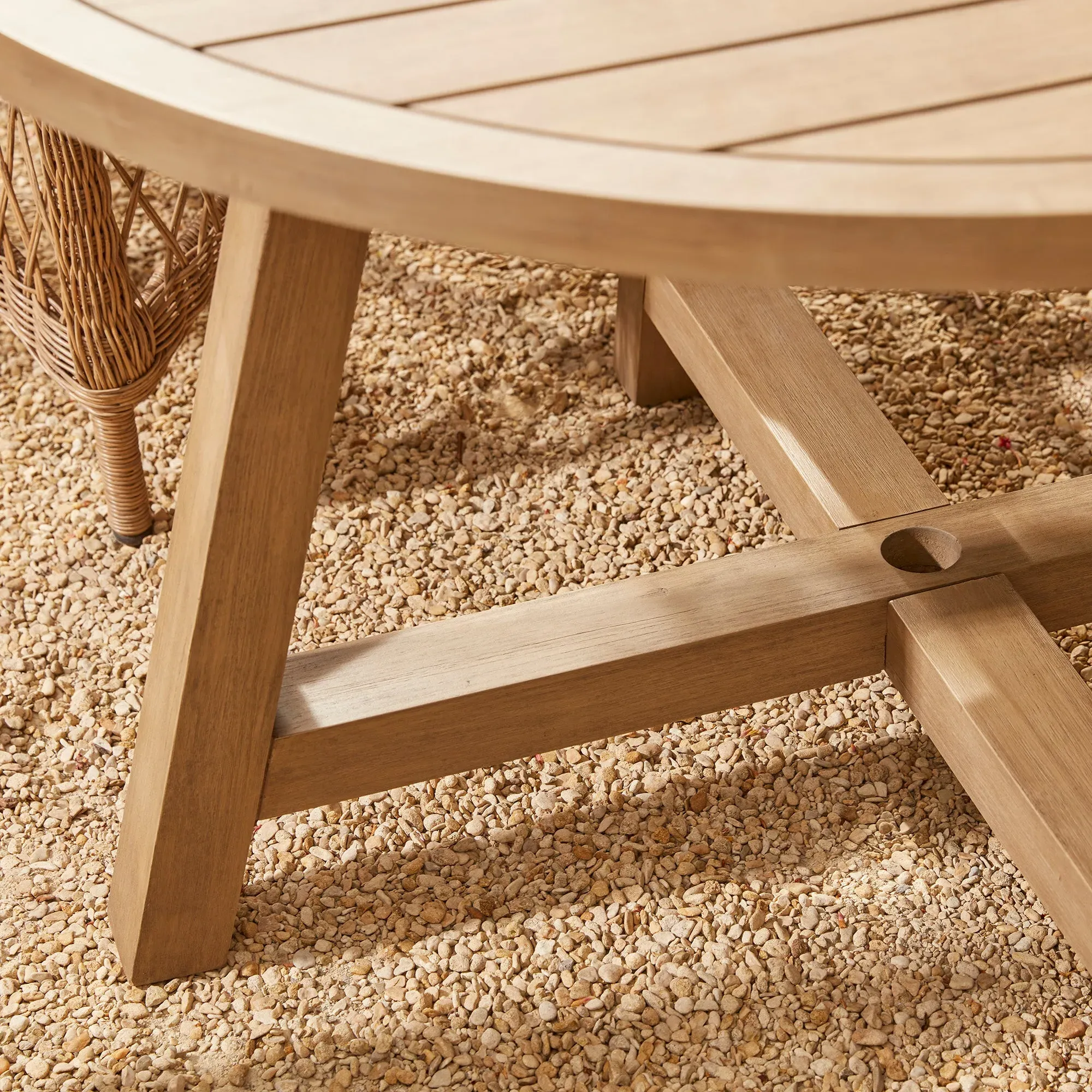 4-Seater Round Dining Set - Natural, Acacia