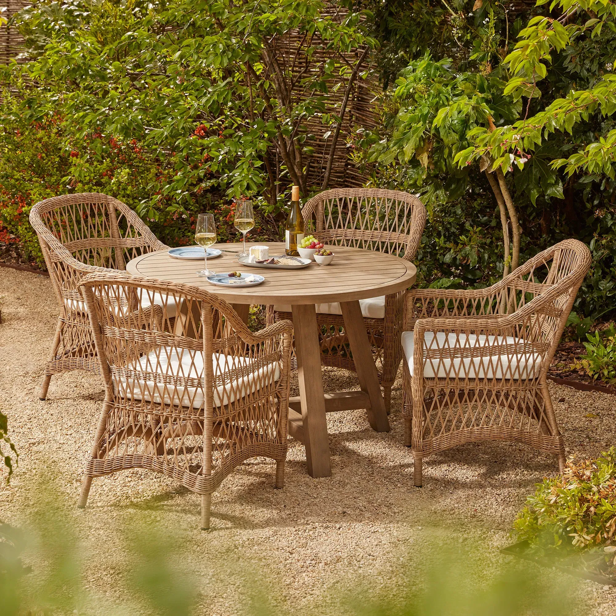 4-Seater Round Dining Set - Natural, Acacia image