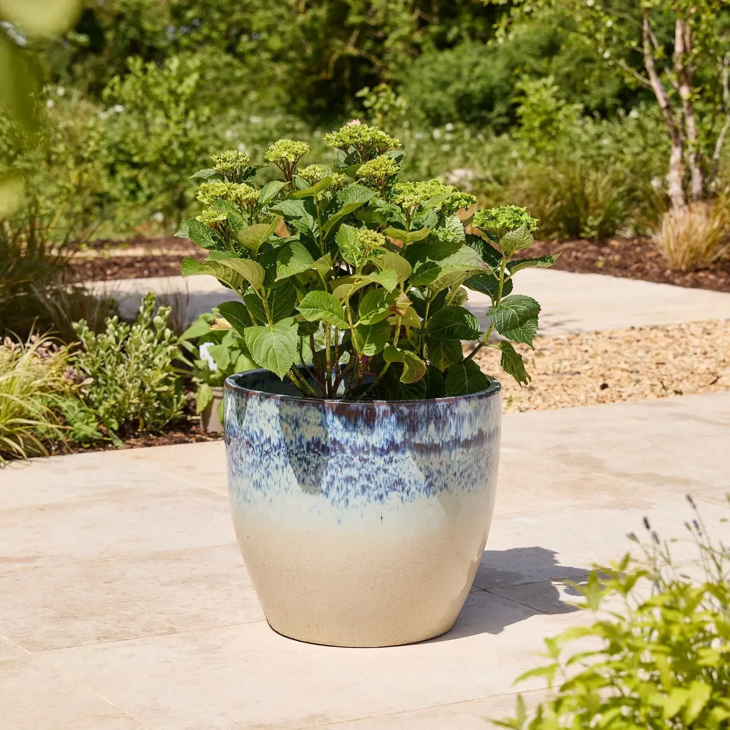 Celine Large Round Glazed Plant Pot - Blue, Clay product