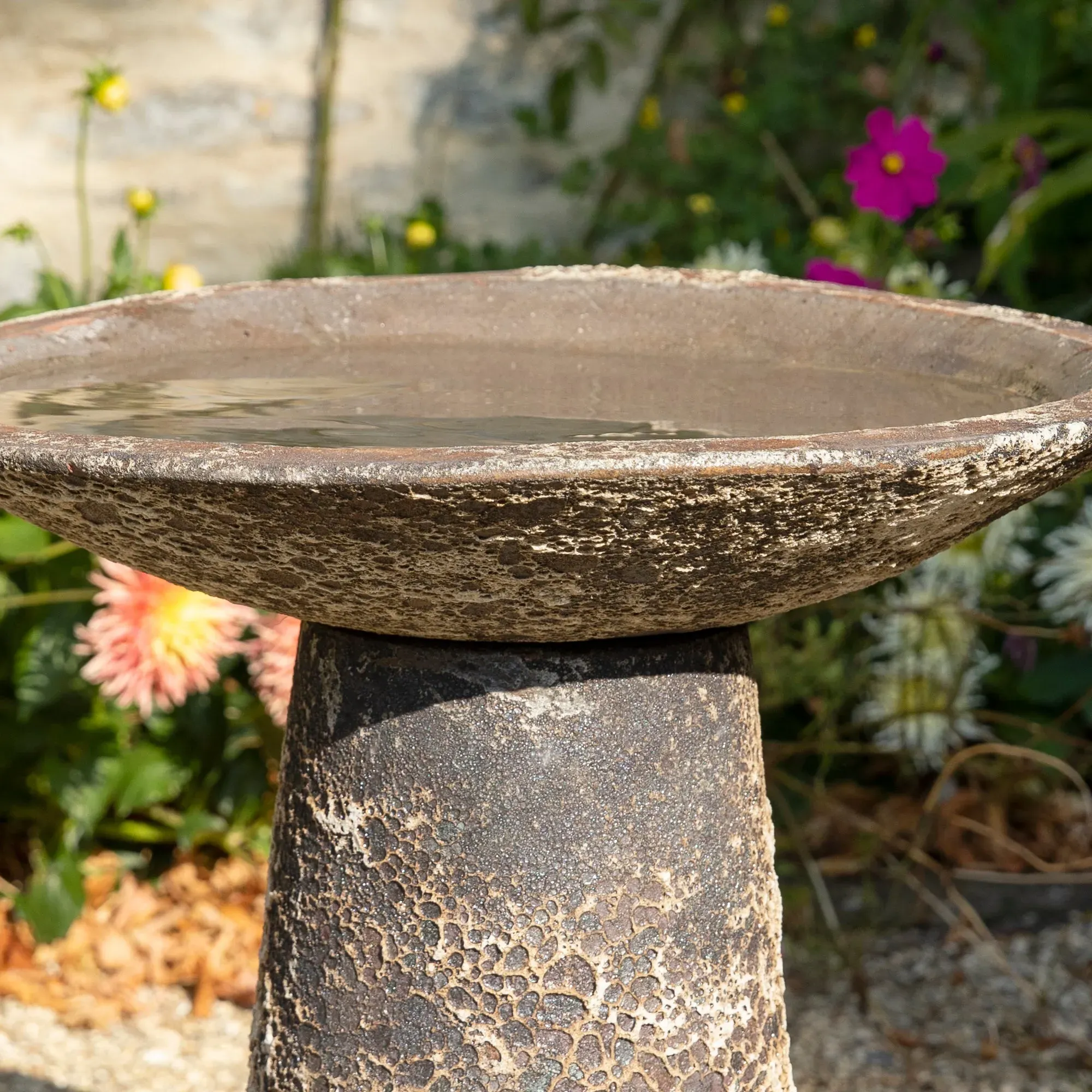 Freestanding Bird Bath with Detachable Top - Stone