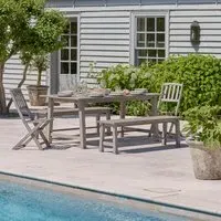 Garden Dining Set with Benches - Grey, Eucalyptus