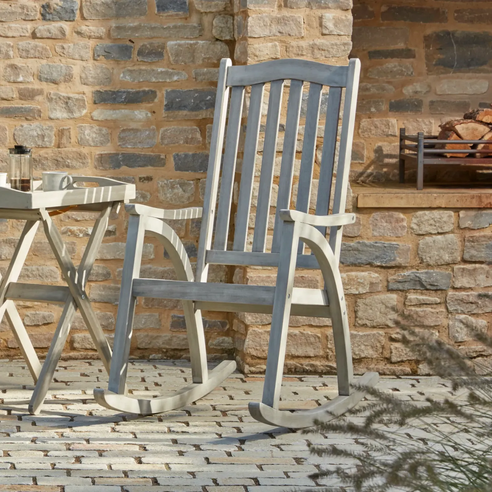 Garden Rocking Chair - Grey, Eucalyptus Wood image