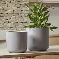 Indoor Plant Pot with Foot Pads - Grey, Ceramic
