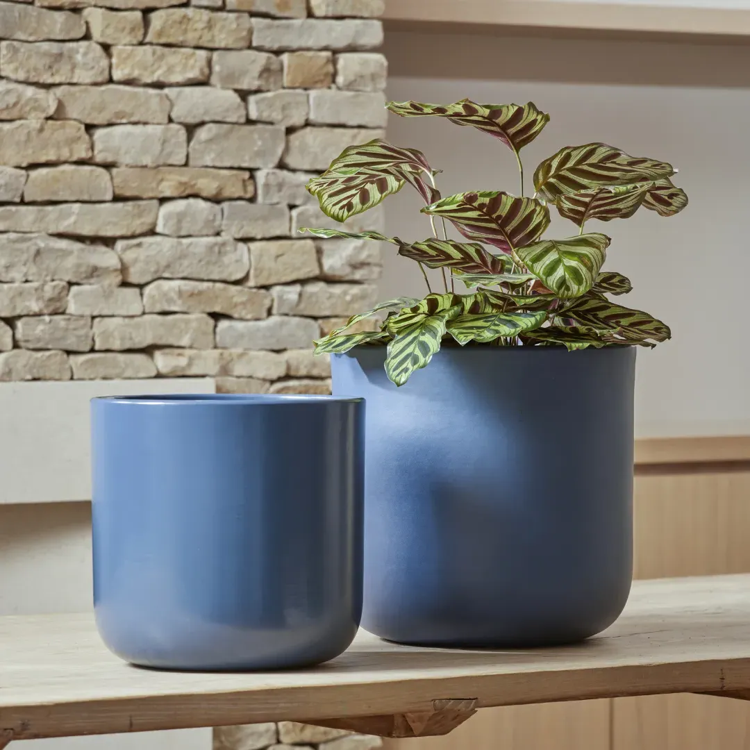 Indoor Plant Pot with Foot Pads - Ink Blue, Ceramic image