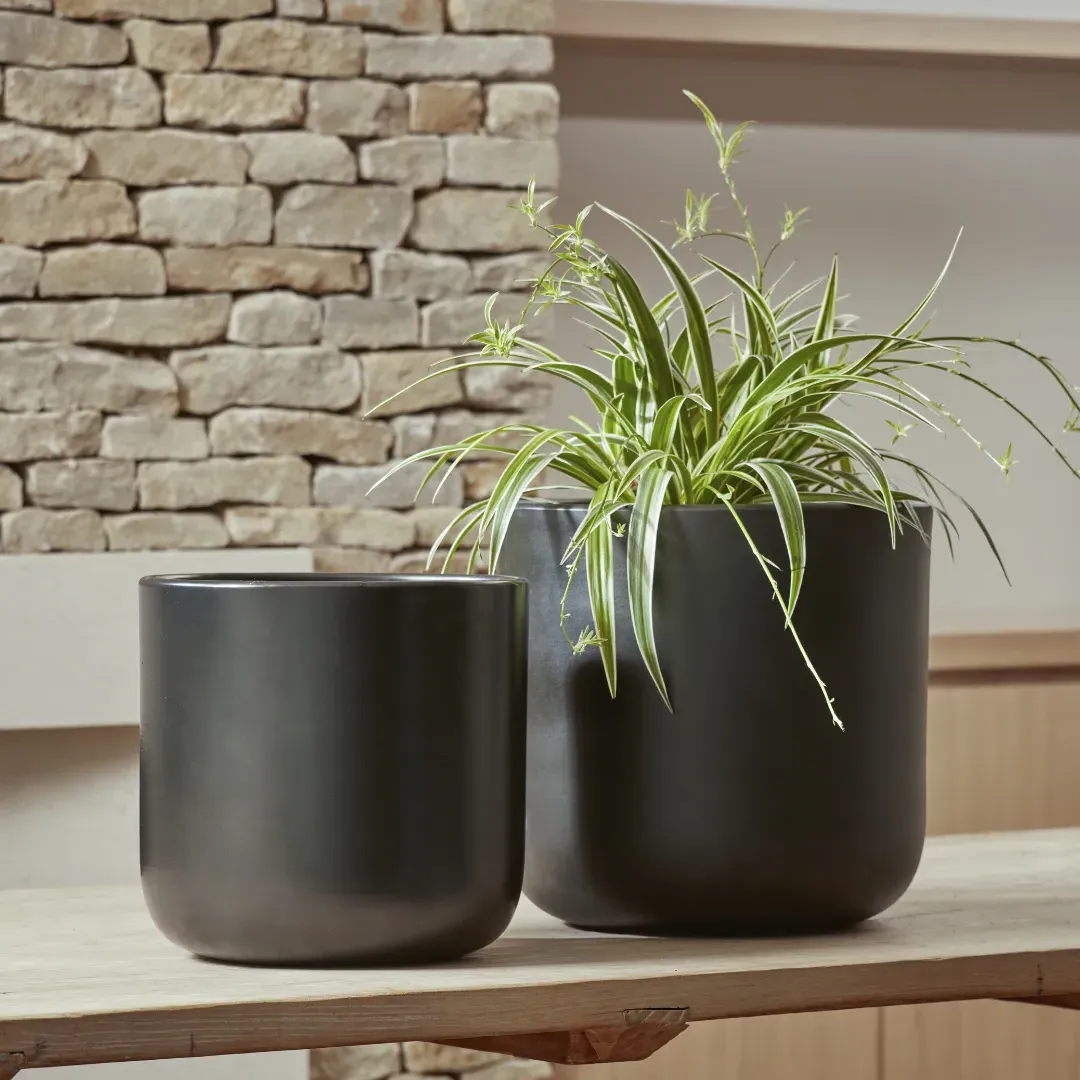 Indoor Plant Pot with Foot Pads - Sage Green, Ceramic