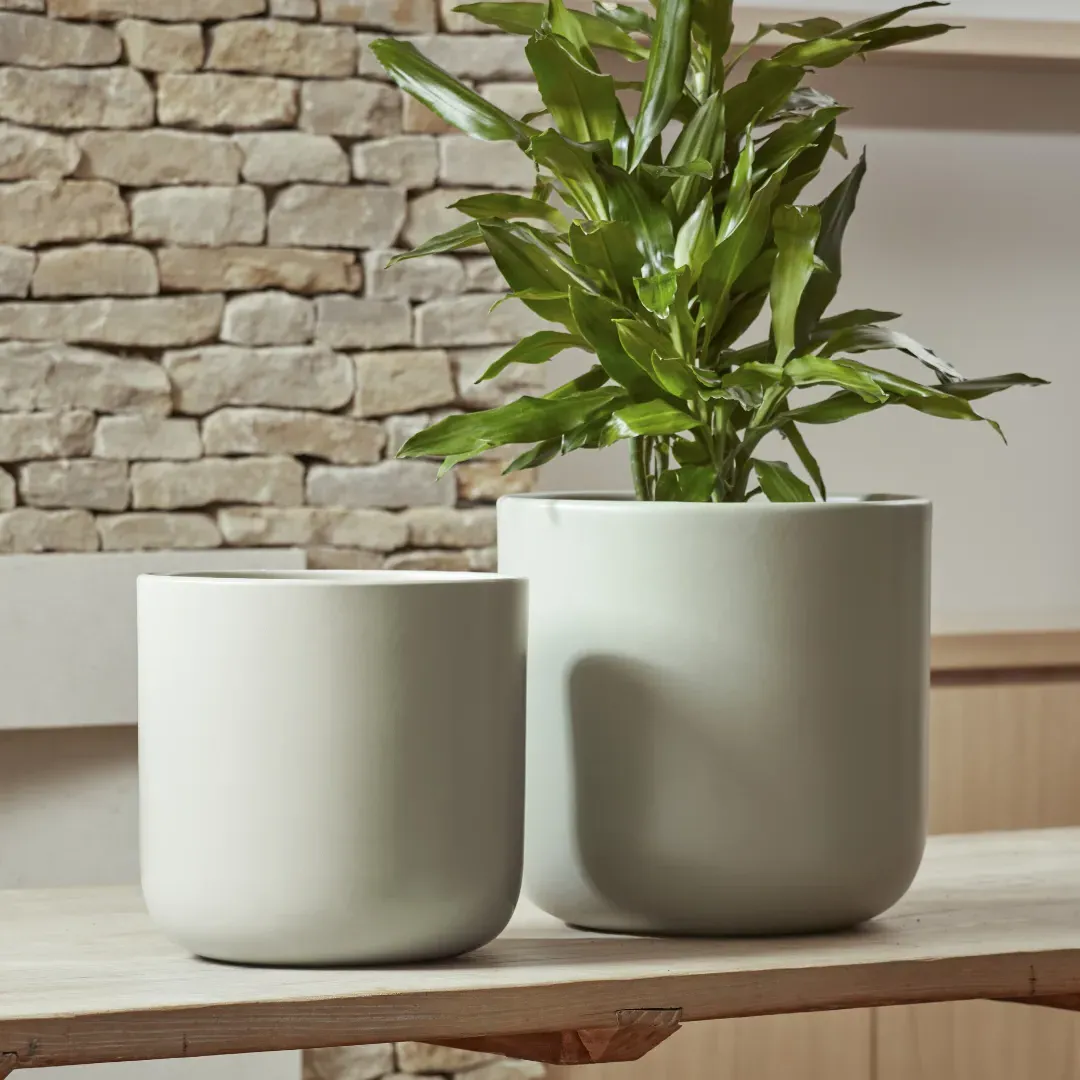 Indoor Plant Pot with Foot Pads - White, Ceramic