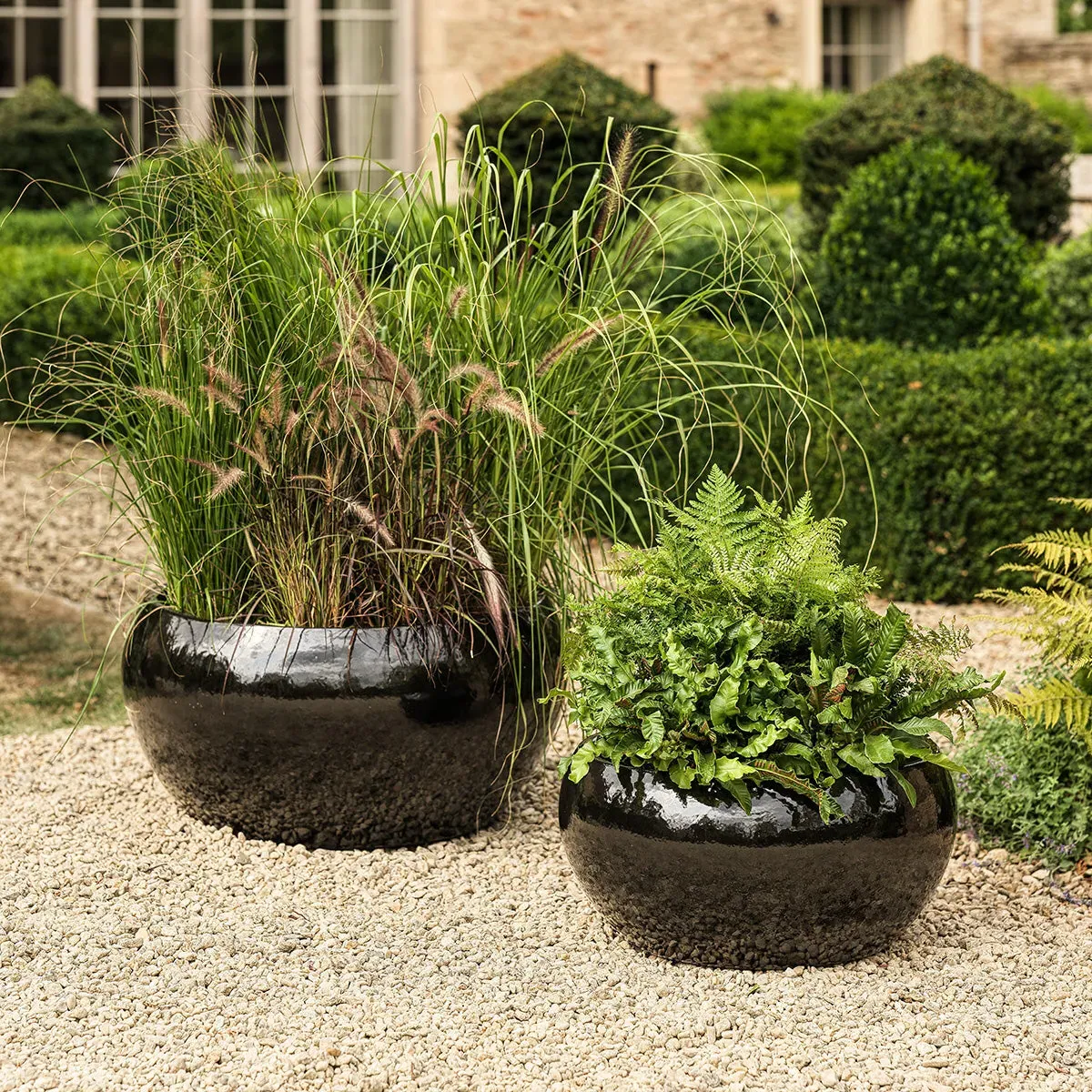 Large Bowl Planter with Glaze - Charcoal, Ceramic image
