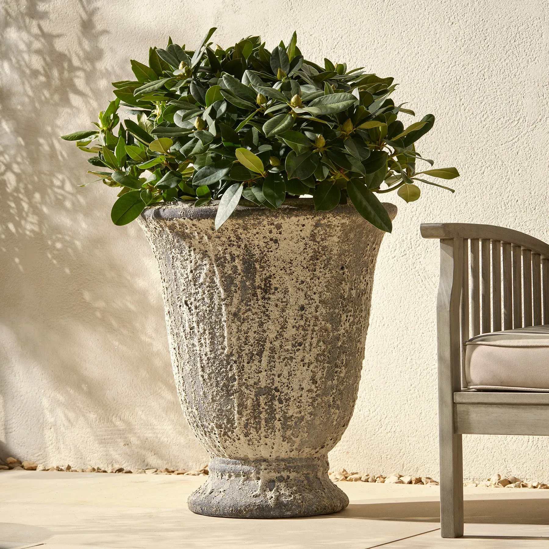 Large Garden Urn Planter - Stone Effect, Clay image
