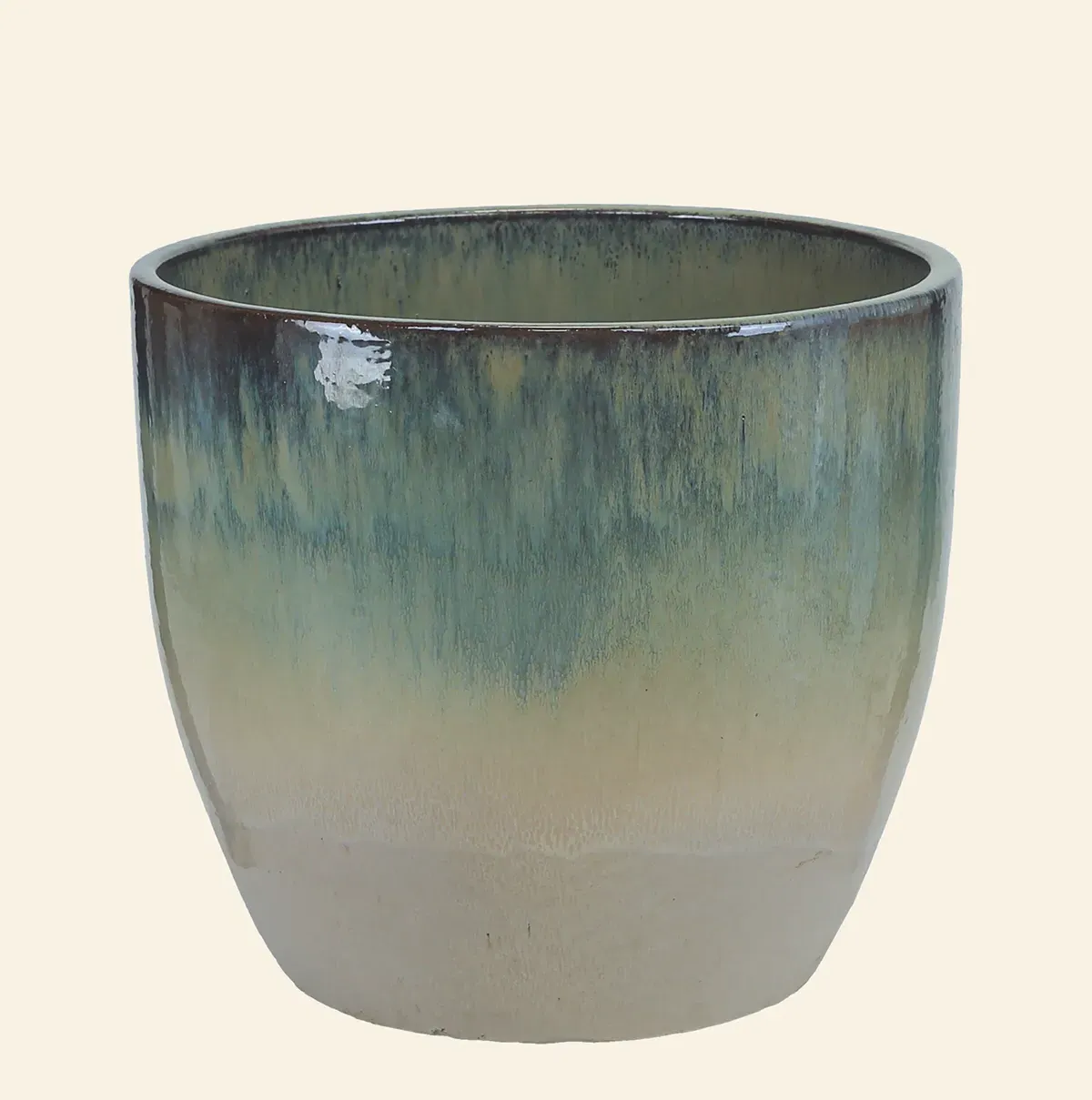 Large Indoor Plant Pot - Green, Ceramic