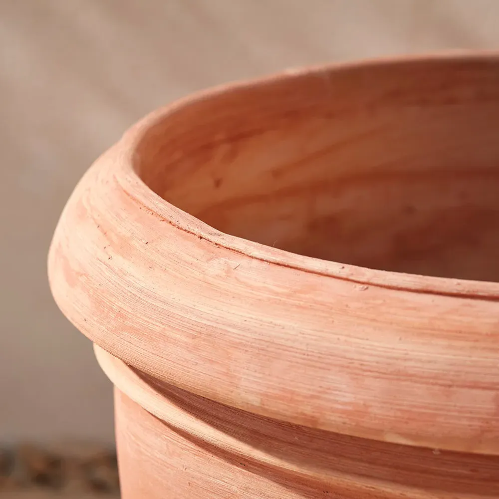 Large Planter Pot Half Barrel - Terracotta