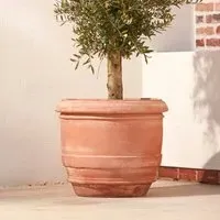 Large Planter Pot Half Barrel - Terracotta