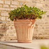 Large Planter Pot with Beaded Detail - Terracotta