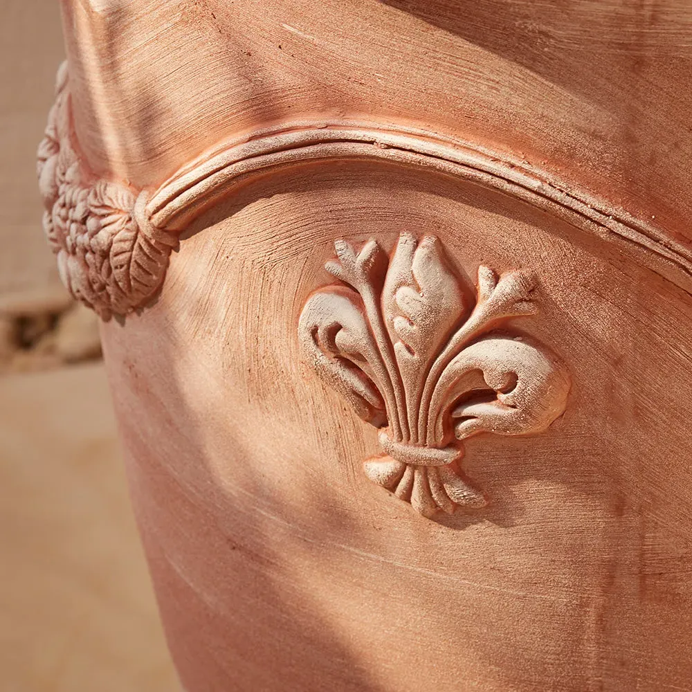 Large Urn Planter with Garland Detail - Terracotta