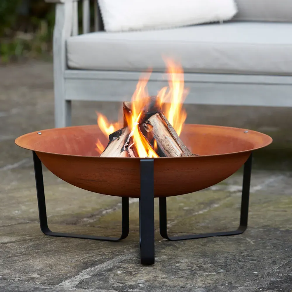 Outdoor Fire Pit with Legs - Rust Finish, Steel