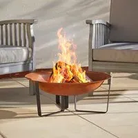 Outdoor Fire Pit with Legs - Rust Finish, Steel