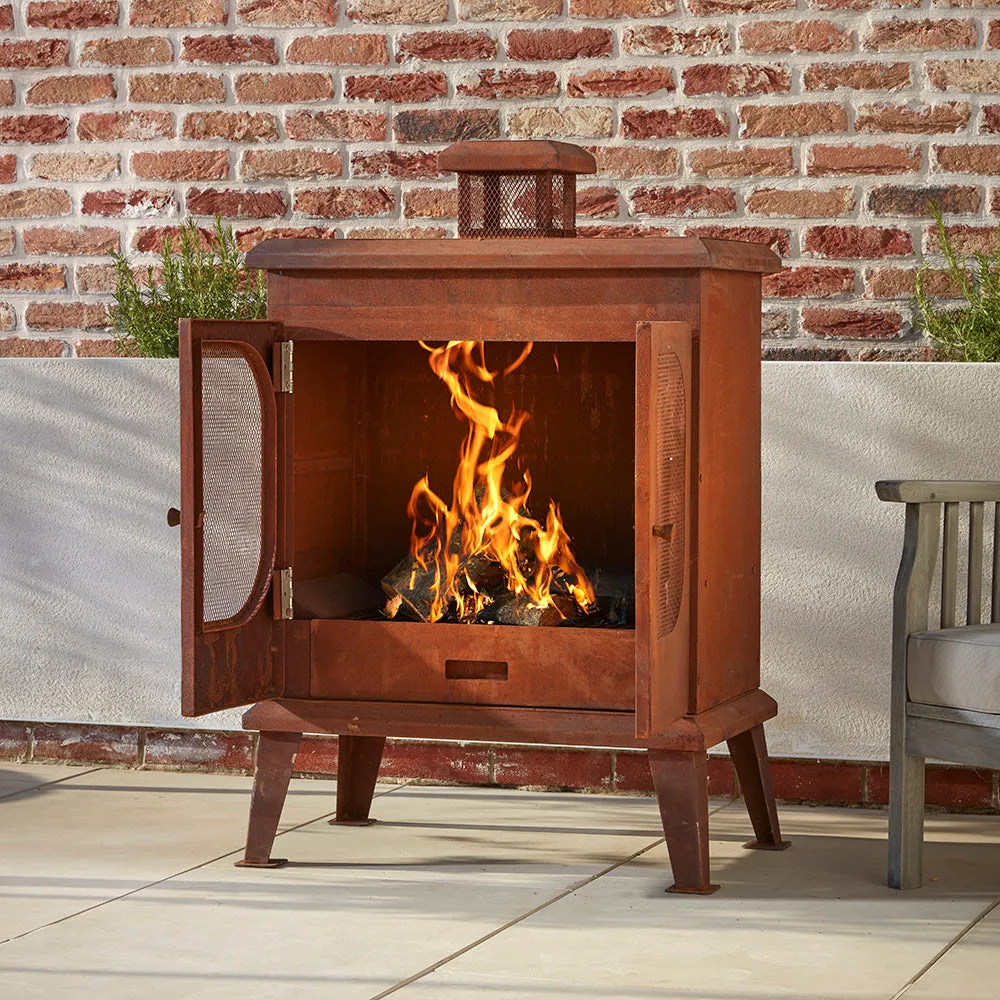 Outdoor Fireplace with Chimney - Brown, Steel