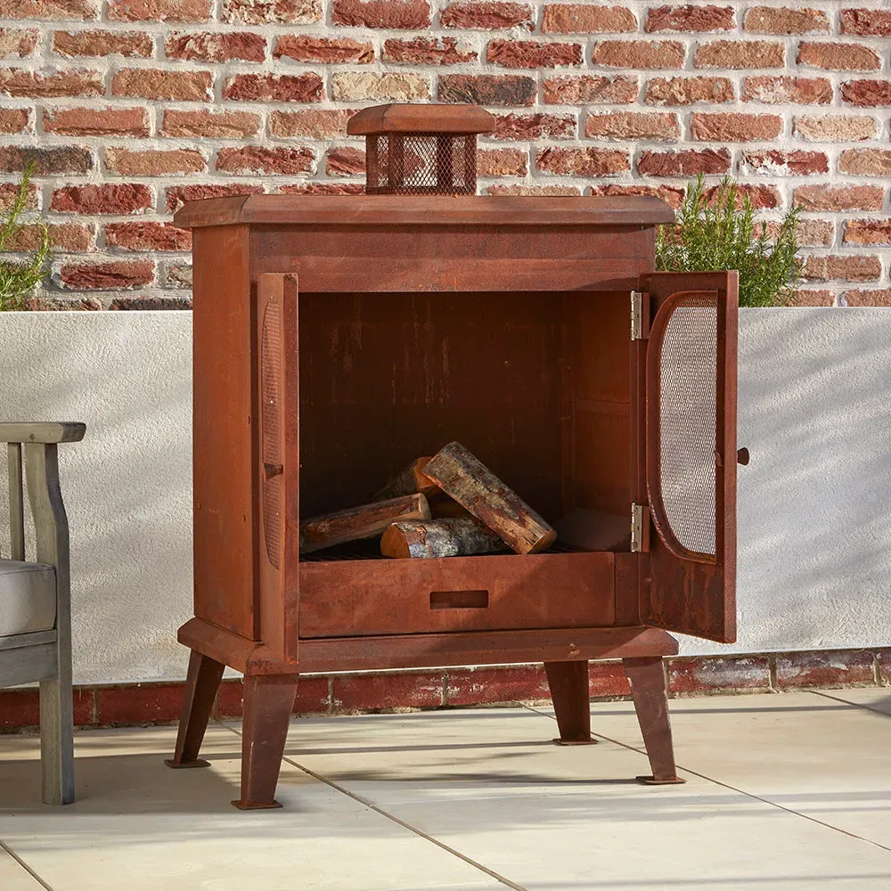 Outdoor Fireplace with Chimney - Brown, Steel