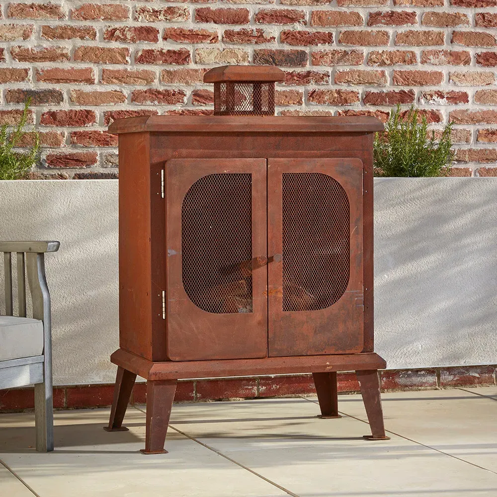 Outdoor Fireplace with Chimney - Brown, Steel