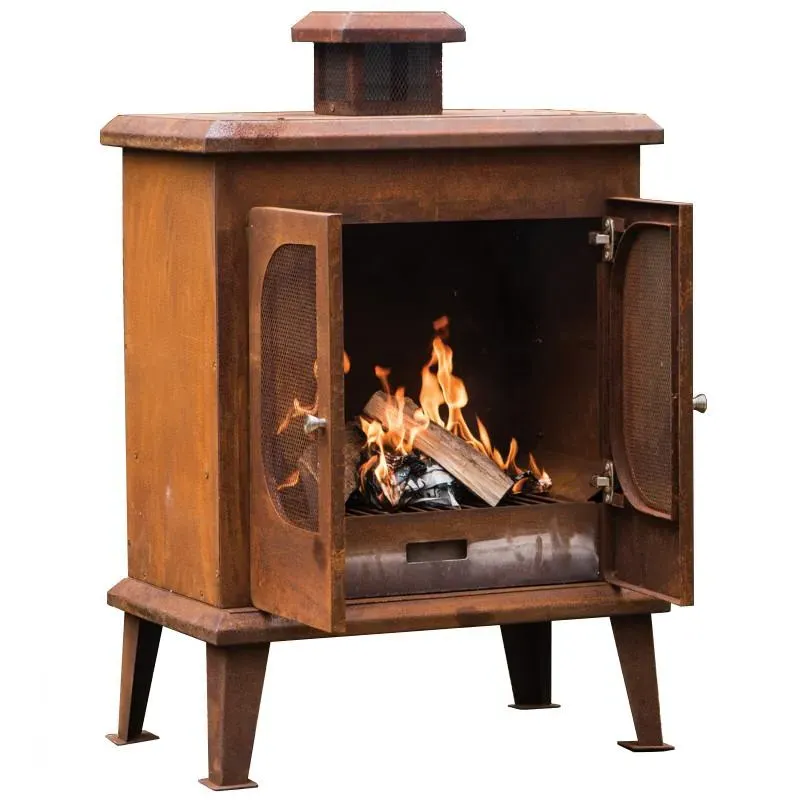 Outdoor Fireplace with Chimney - Brown, Steel