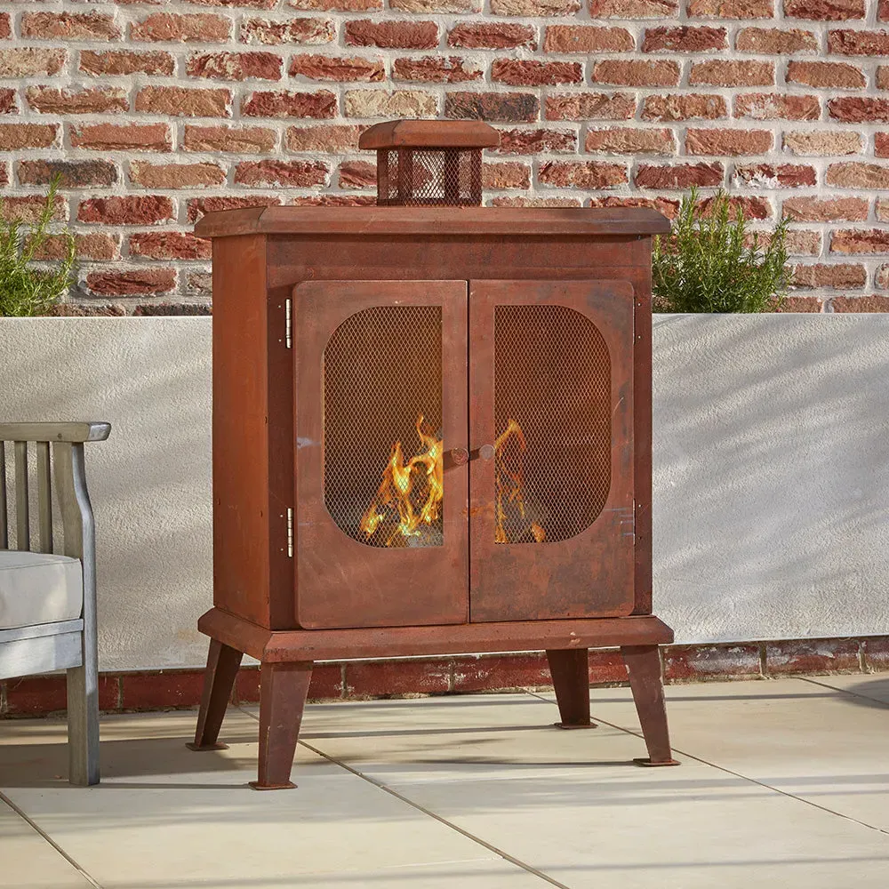 Outdoor Fireplace with Chimney - Brown, Steel