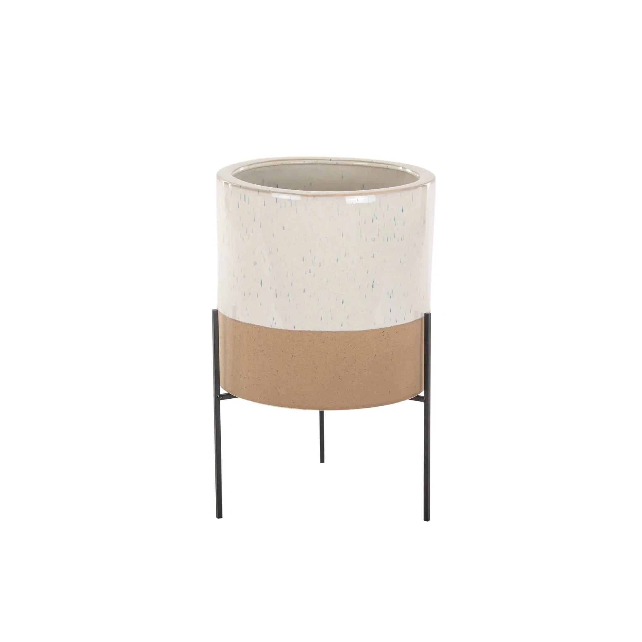 Plant Pot with Stand - Speckled, Ceramic