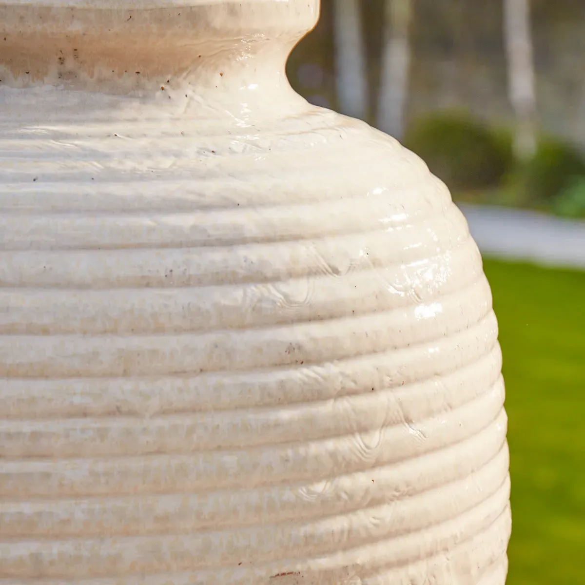 Renee Ripple Tall Urn Water Feature with LED - Cream, Ceramic alternate view