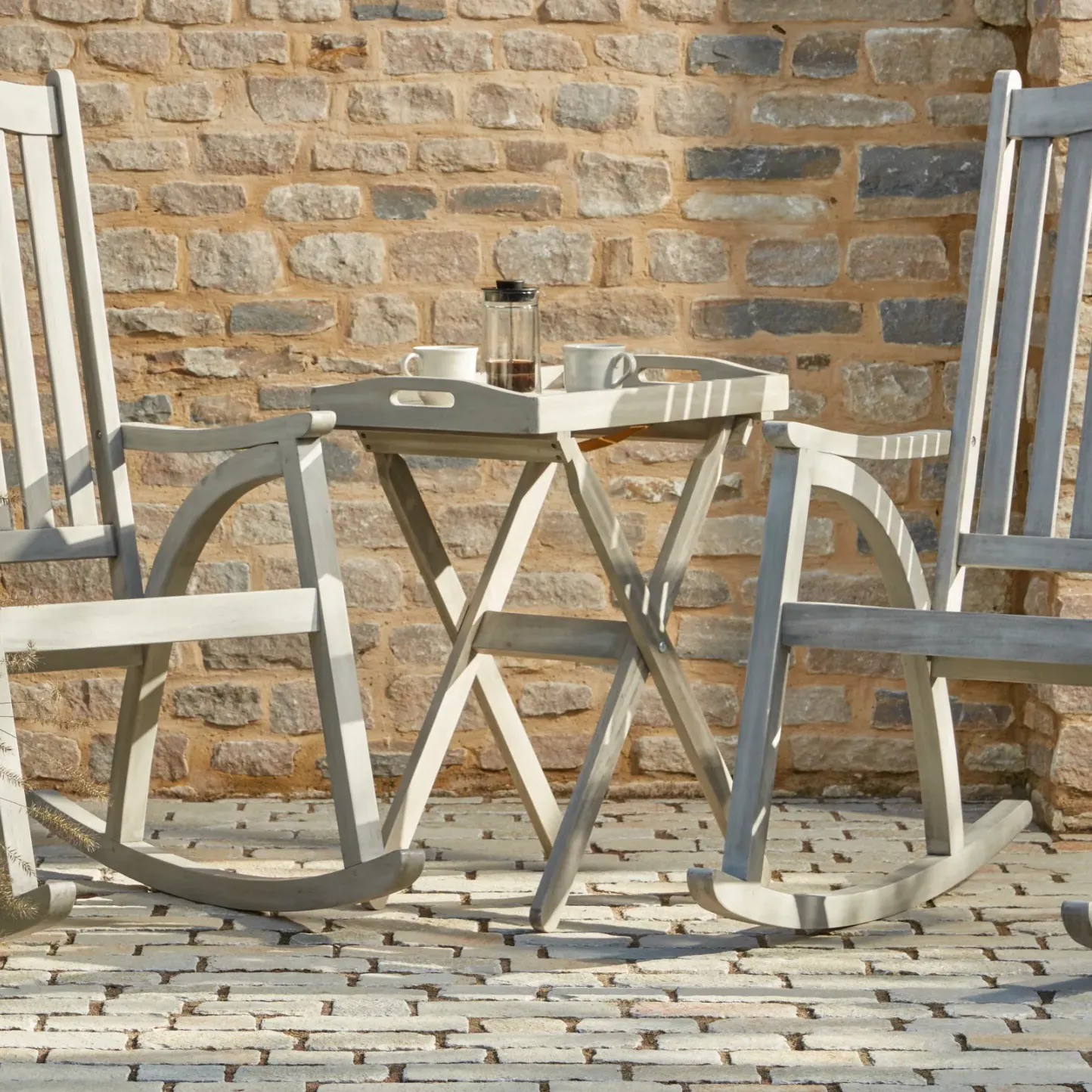 Repton Foldable Garden Serving Tray with Stand - Grey, Eucalyptus product
