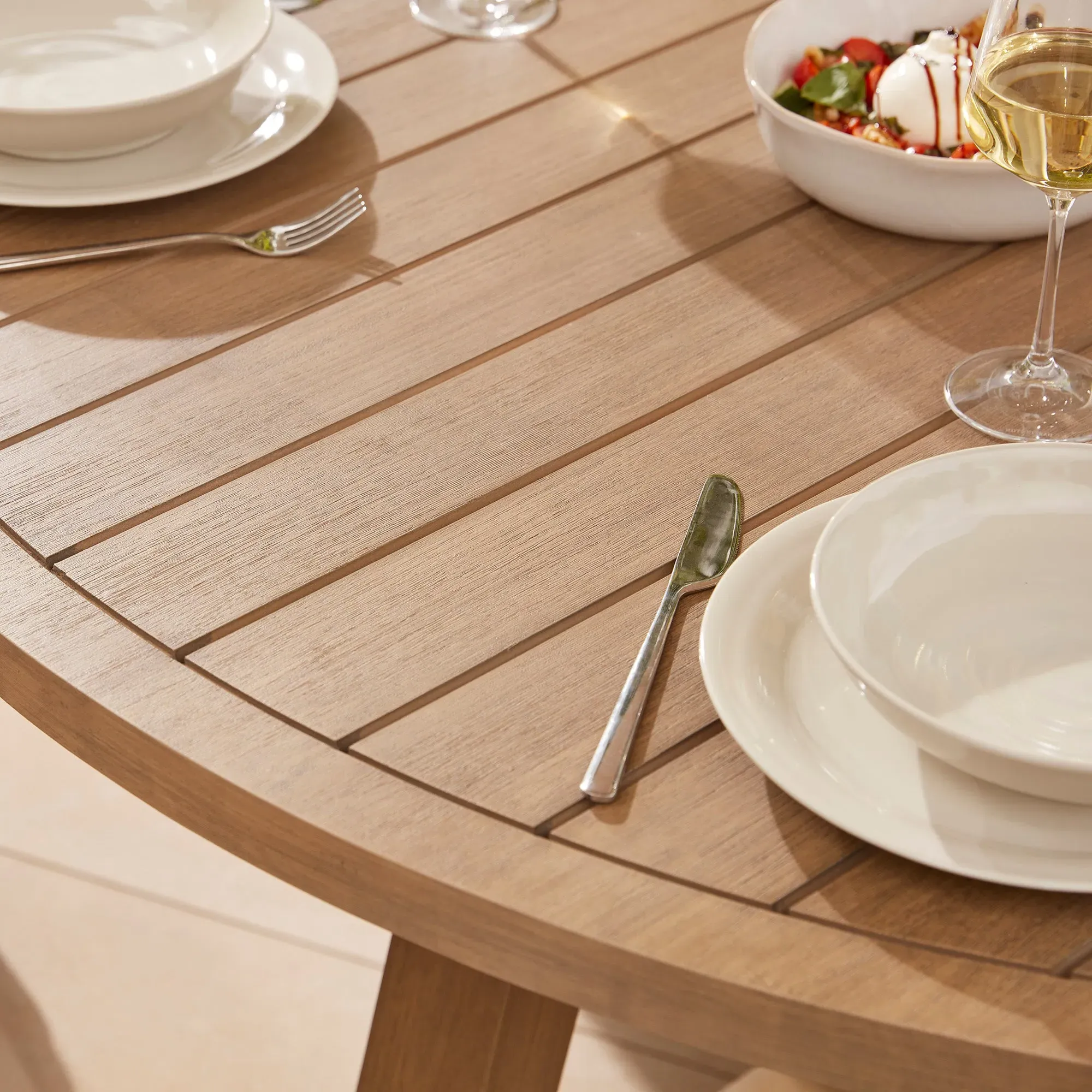Round 6-Seater Dining Set - Acacia Wood
