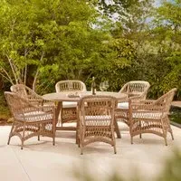 Round 6-Seater Dining Set - Acacia Wood