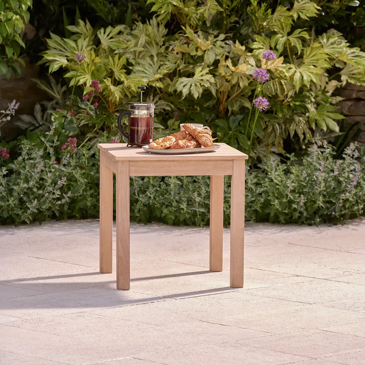 Square Side Table with Slats - Grey, Eucalyptus