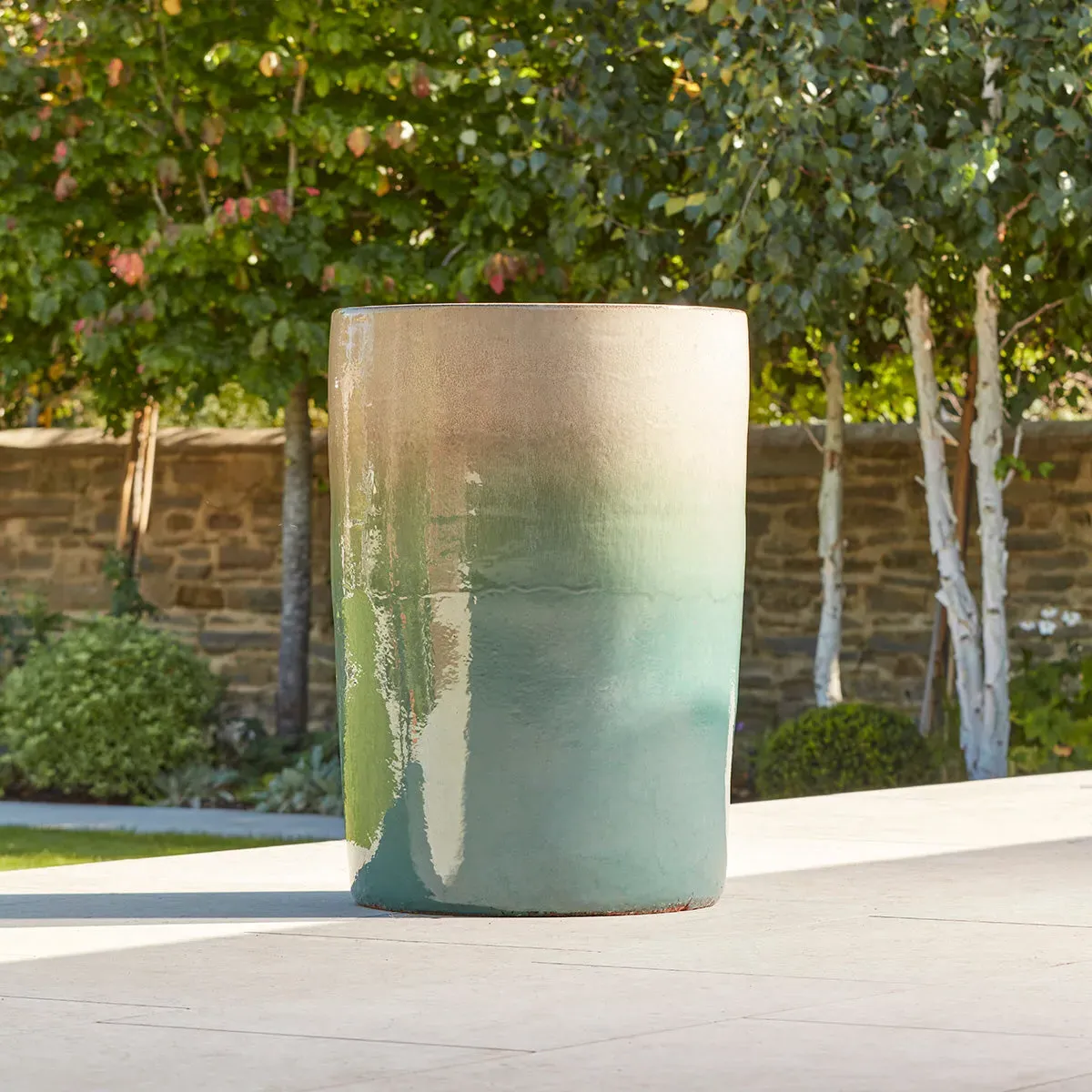 Tall Glazed Plant Pot - Black, Clay