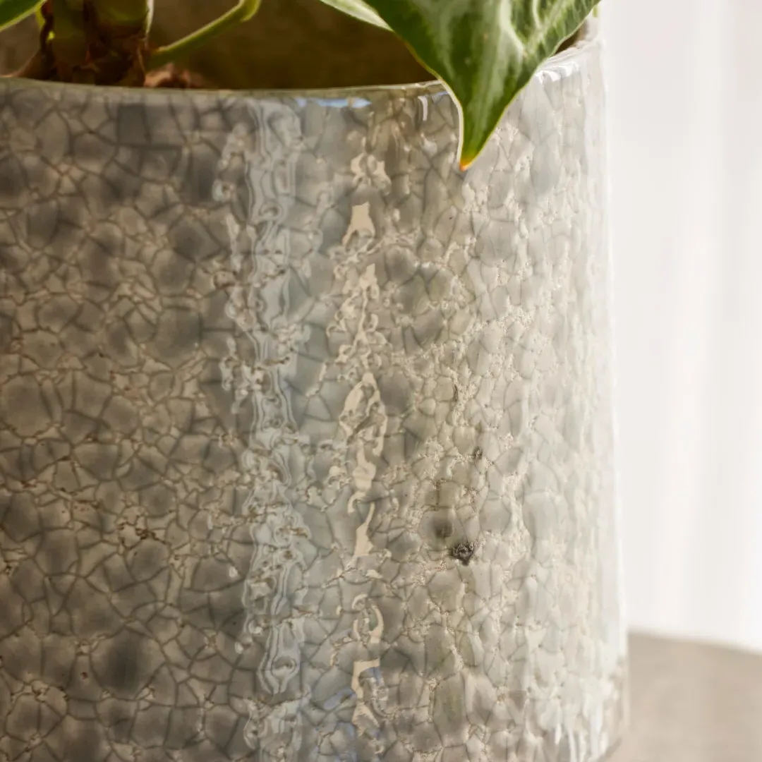 Tapered Indoor Plant Pot - Glazed Ceramic