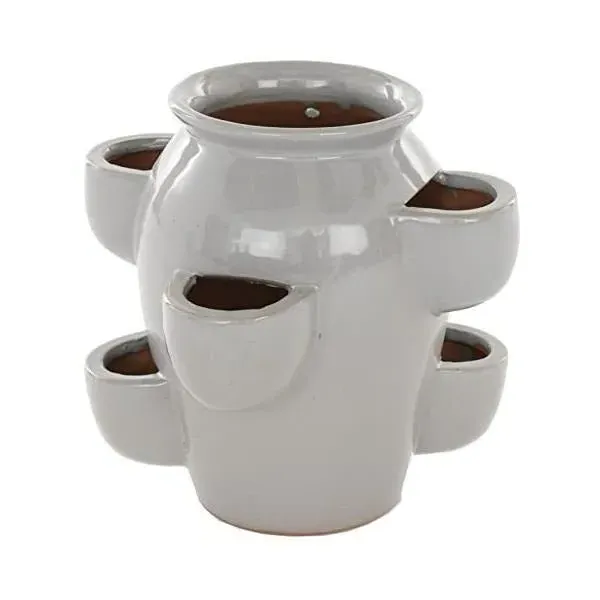 Tiered Strawberry Herb Planter - Grey, Ceramic product