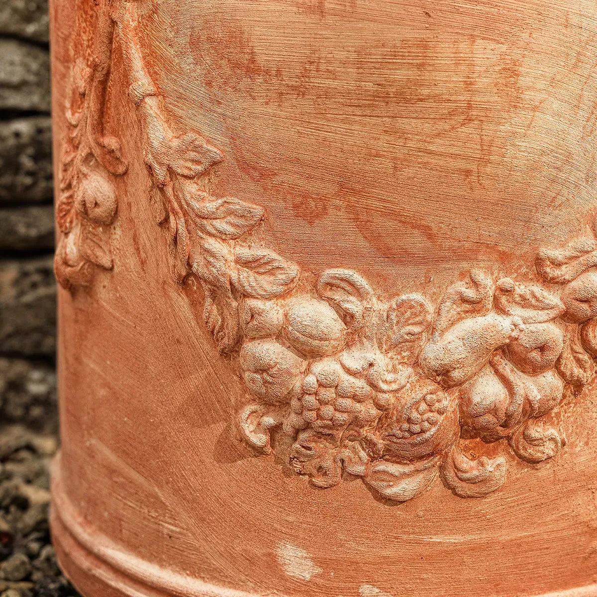 Wall Plant Pot with Garland Detail - Terracotta