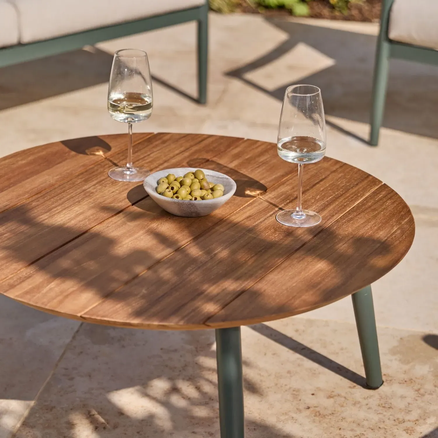Metal 2-Seater Lounge Set - Green, Teak alternate view