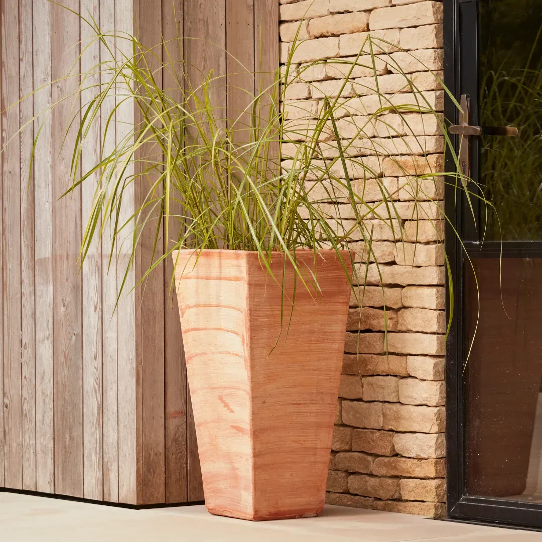 Tall Square Plant Pot with Drainage - Terracotta image
