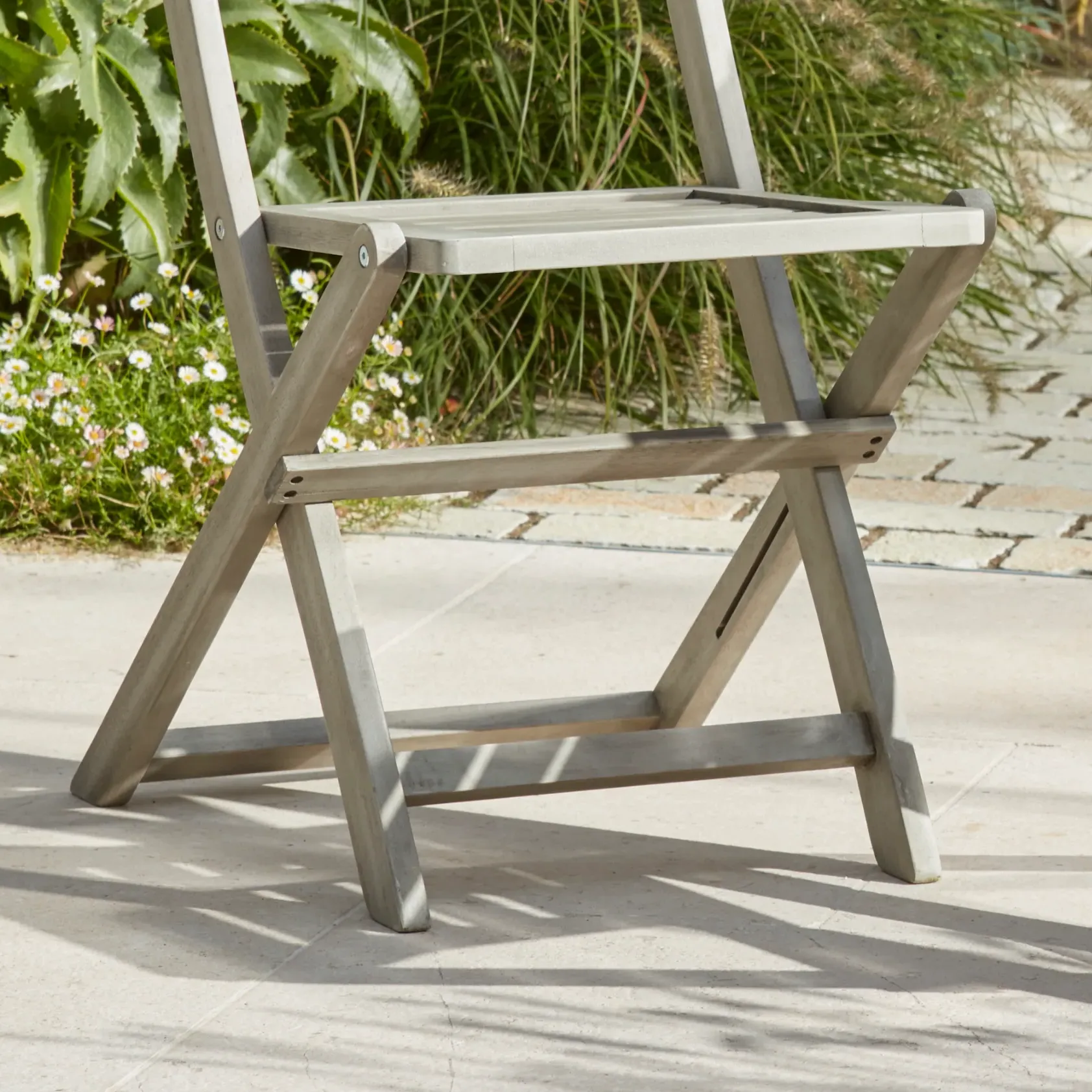 2-Seater Bistro Set with Fold Down Chairs - Grey
