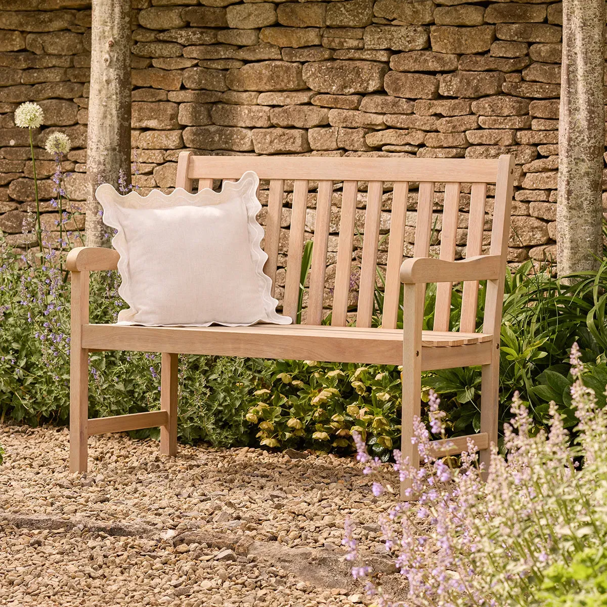 2-Seater Garden Bench - Grey, Eucalyptus Wood