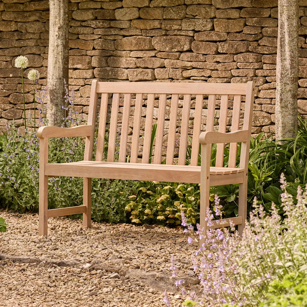 2-Seater Garden Bench - Grey, Eucalyptus Wood