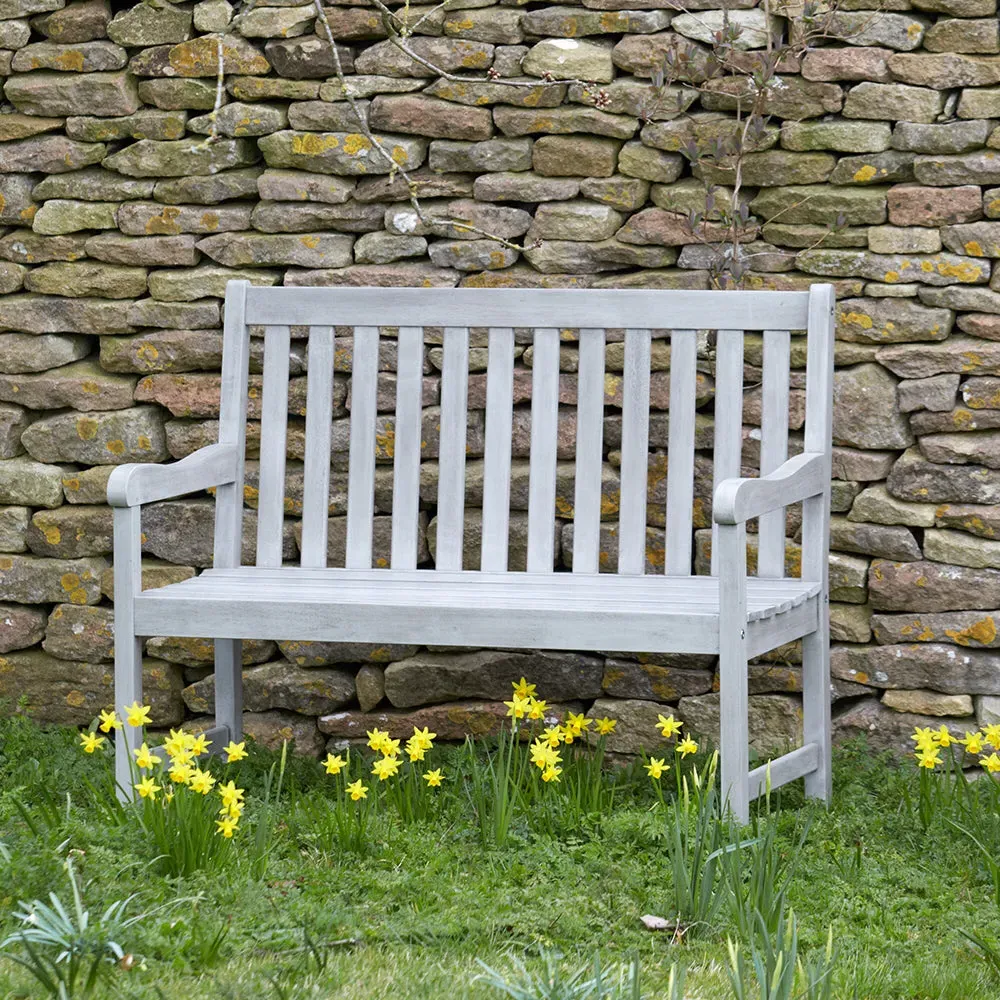 2-Seater Garden Bench - Grey, Eucalyptus Wood