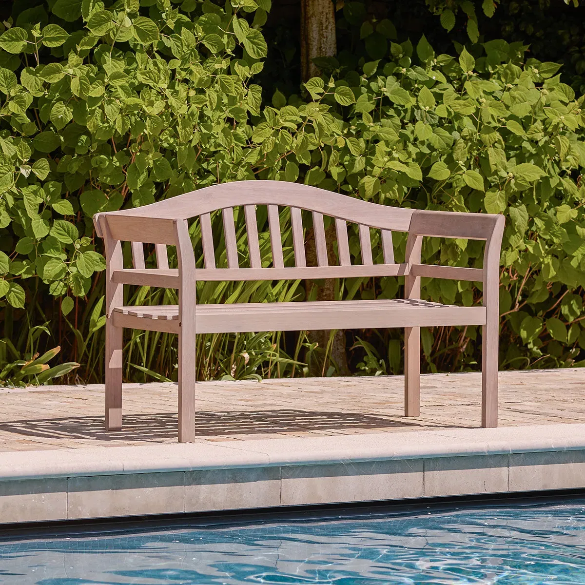 3-Seater Garden Bench with Curved Back - Natural