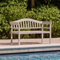 3-Seater Garden Bench with Curved Back - Stone