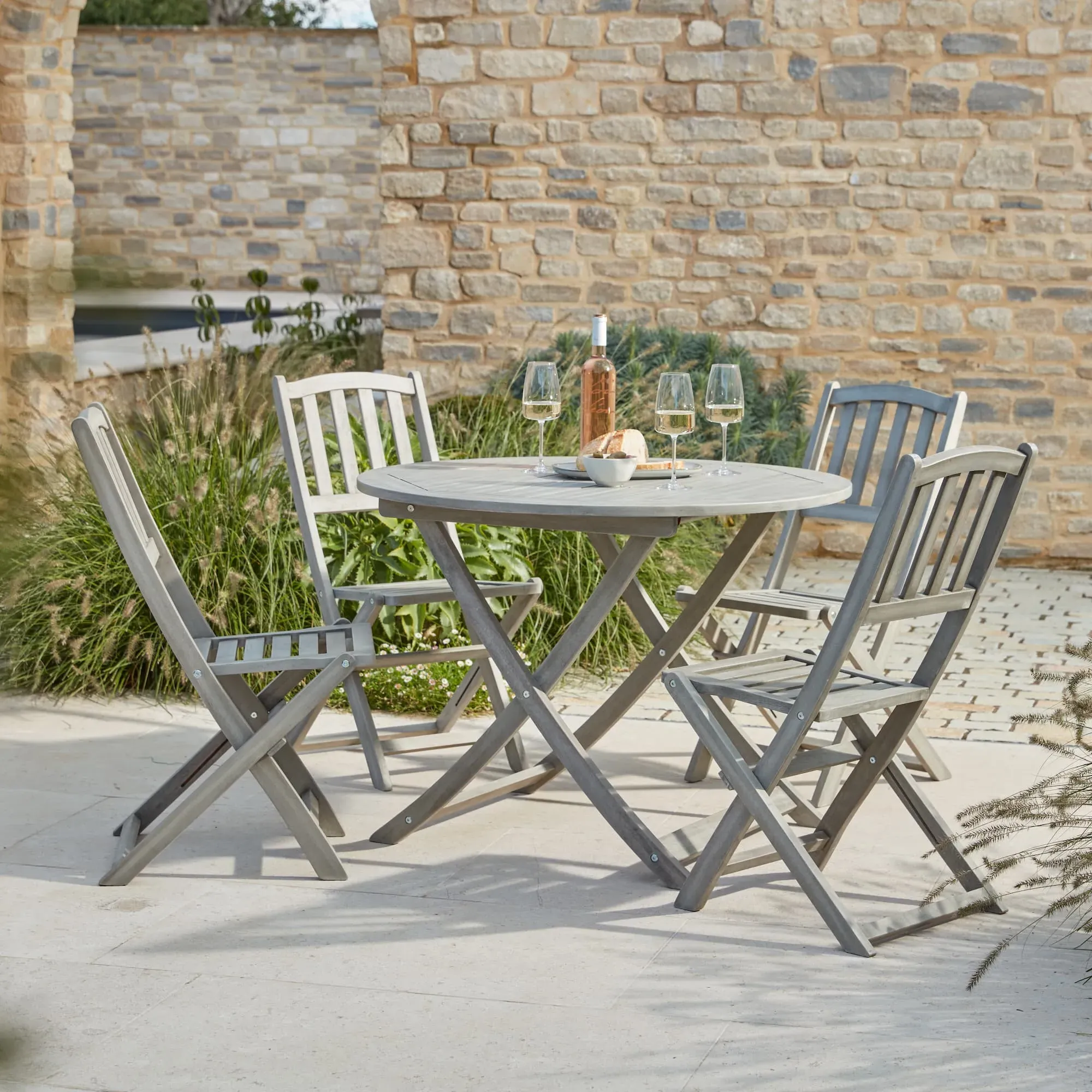 Classic Dining Set Foldable - Grey, Eucalyptus image