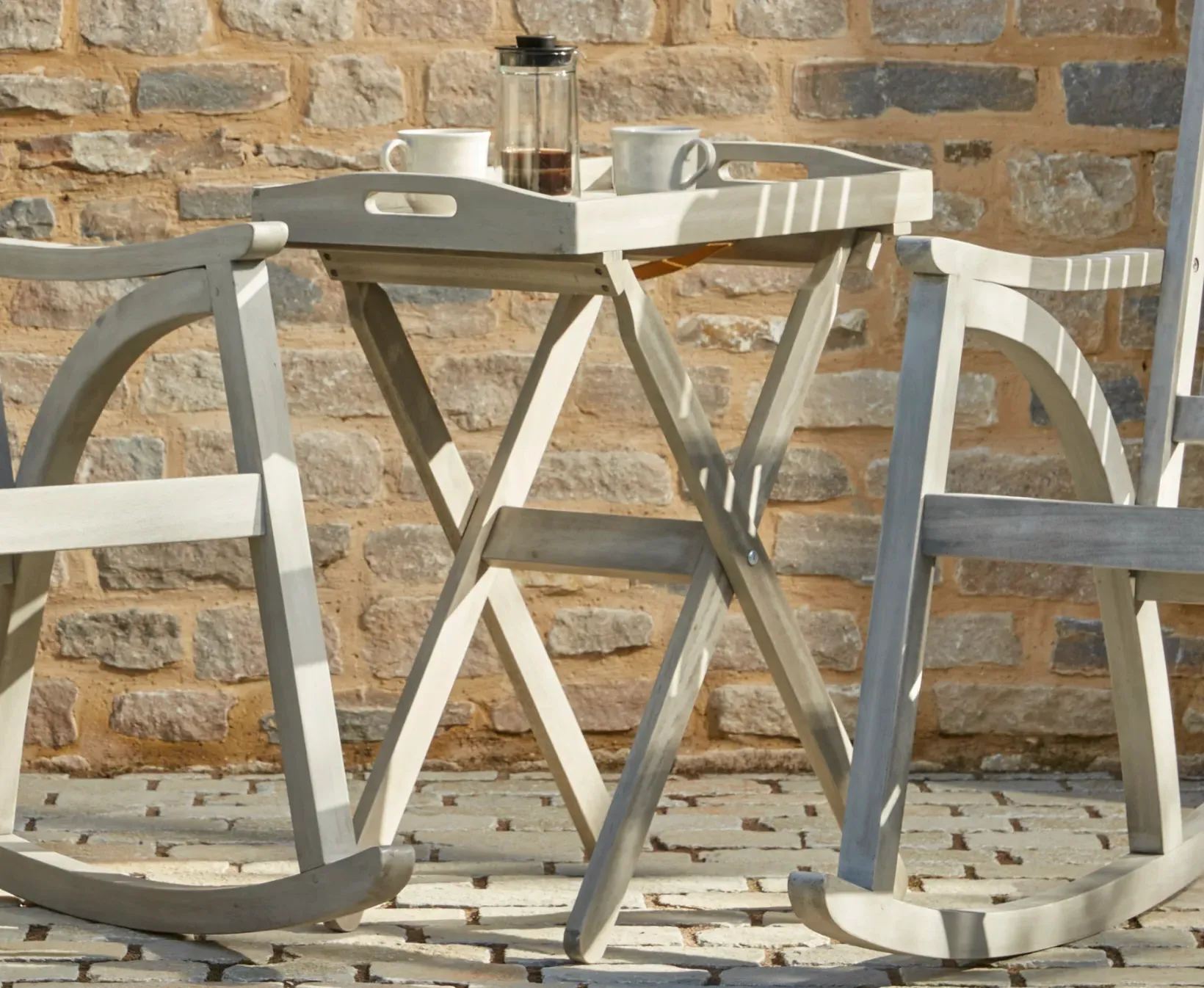 Classic Tea Set with Tray Stand - Natural Wood