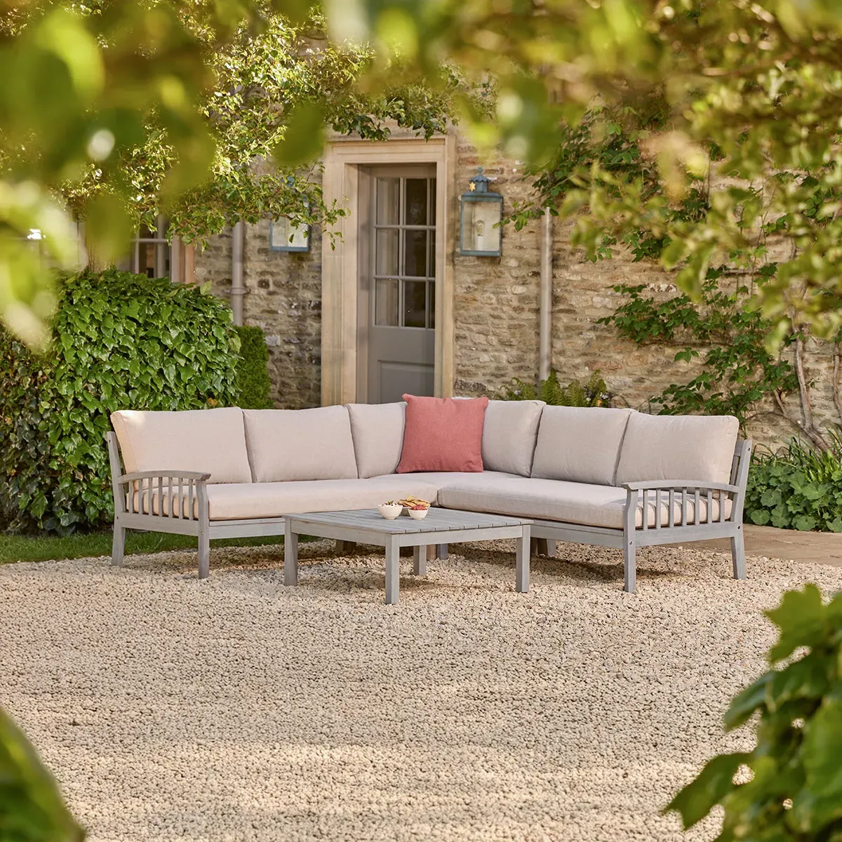 Corner Sofa Set with Cushions - Grey, Eucalyptus image
