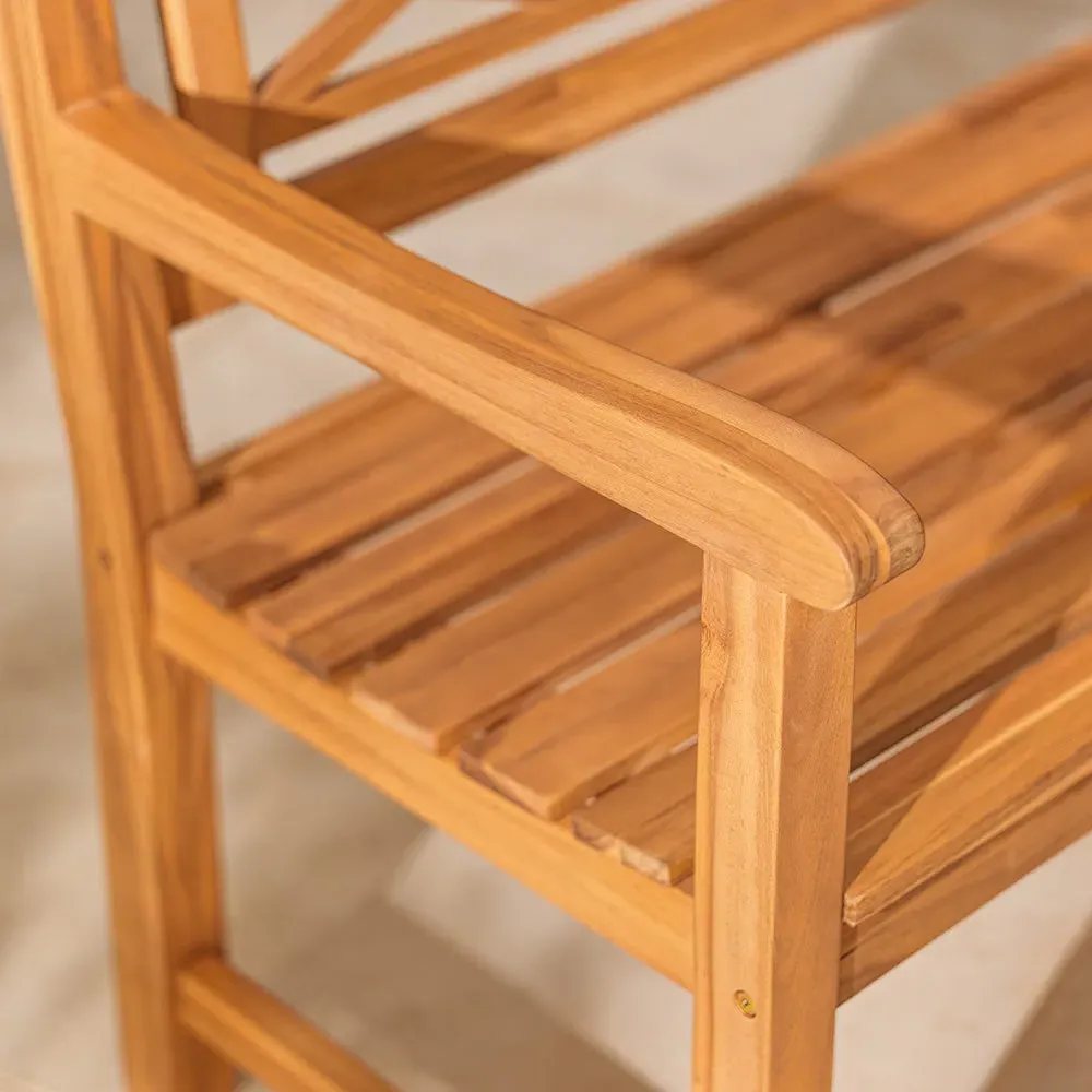 Cross-Back 2 Seater Garden Bench - Acacia Wood alternate view