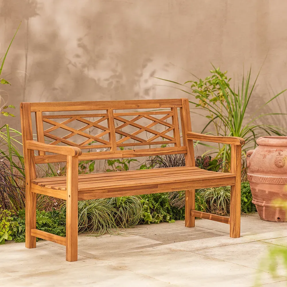 Cross-Back 2 Seater Garden Bench - Acacia Wood product