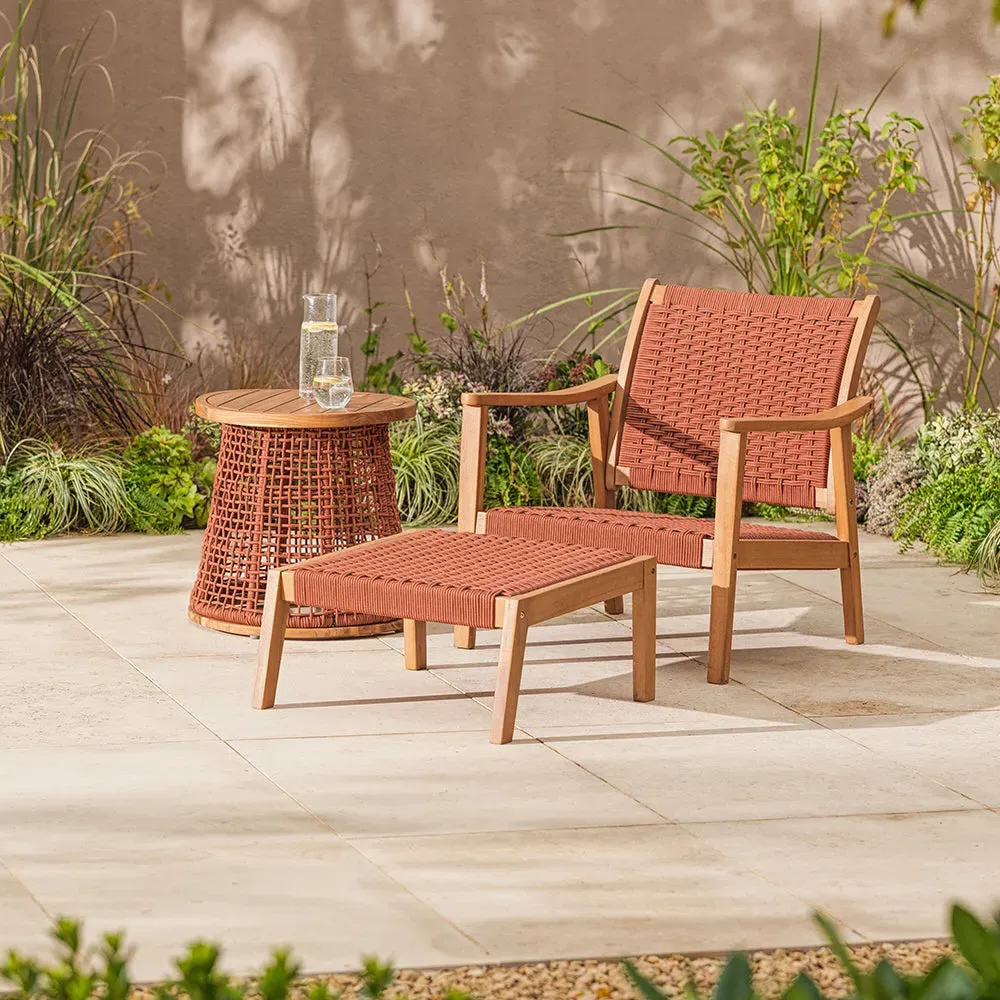 Rope Lounge Chair & Table Set - Earthy Red, Acacia product