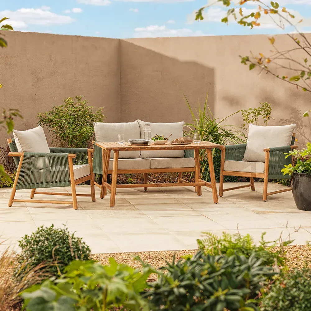 Stanley Rope 4-Seater Casual Dining Set - Green, Acacia Wood product